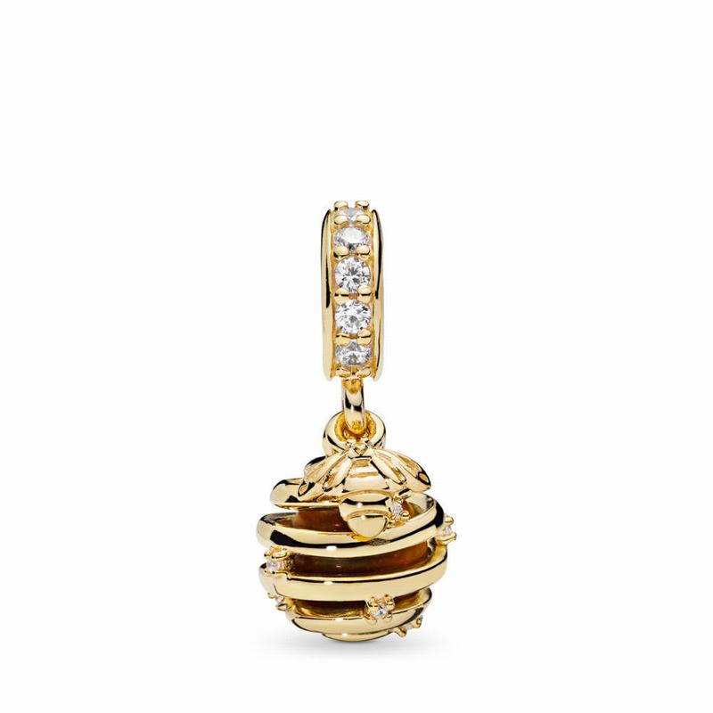 Pandora Shine™ Sweet As Honey Dangle Charm Ireland - 18ct Gold Plated/Mixed Stones/Cubic Zirconia -